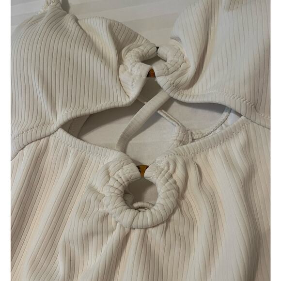 Shade & Shore Cream Ribbed One Piece Swimsuit - NWOT - Size XL - Picture 2 of 8